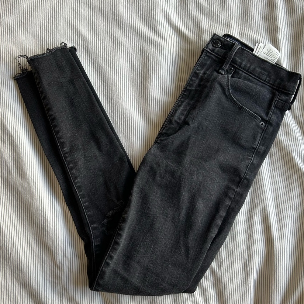 Abercrombie & Fitch Black Ripped Ultra High Rose Super Skinny Jeans